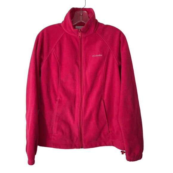 Columbia Fleece Jacket Womens Medium Long Sleeve Full Zip Hot Pink‎ Zip Pockets - Picture 1 of 7